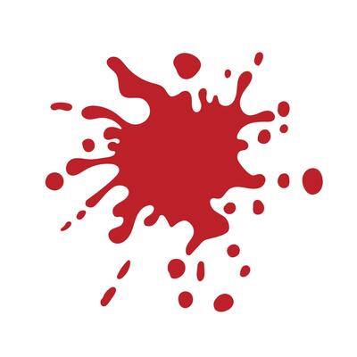 Blood Splatter Splash Stain. Drop and blob of blood. illustration of bloody ink drip on white.