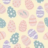 Easter seamless egg pattern. Easter digital paper. Hand drawn pattern in flat style vector