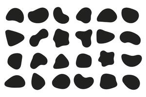 Set of abstract flowing liquid shapes. Fluid blob, stone or water. Creative asymmetric frame template. Black irregular shapes. illustrations. vector