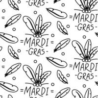 doodle feather pattern for Mardi Gras or a costume party. It is part of costume's decor. It is suitable for making invitations, posters, decorations and promotional materials for events. Monochrome vector