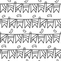 pattern with doodle square flags and confetti for events. Seamless ropes with holiday flags. For the design of invitations, promotional materials, decorations and posters for holidays, carnival events vector