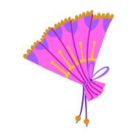 fan for Mardi Gras or a costume party. Color isolated illustration. It is part of the decor of a women's costume. It is suitable for making invitations, posters, decorations materials for events vector