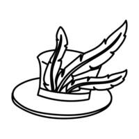 hat with feathers for a doodle Mardi Gras costume party. An isolated object. It is suitable for the design of invitations, promotional materials, as well as decorations for themed events and carnivals vector
