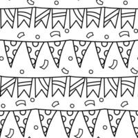 pattern with doodle flags and confetti for events. Seamless ropes with holiday flags. design of invitations, promotional materials, decorations and posters for holidays, carnival events, summer events vector