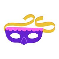 eye mask with Mardi Gras ribbons. Bright color flat isolated illustration. For use in the design of materials, advertising, goods and decor related to holidays, carnival events, parties vector