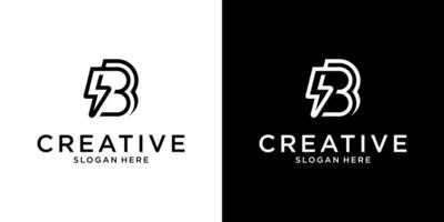Initial B letter with lightning bolt logo design templat vector
