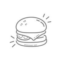 Burger icon isolated on white background, Burger transparent sign , line art, editable stroke. vector