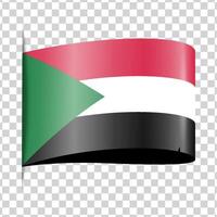 Sudan tag national flag with shadow vector