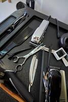 Professional instruments in light barbershop photo
