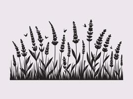 Artistic Black Lavender Flowers Silhouette for Decorative and Minimalist Art vector