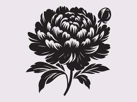 Peony Flower Silhouette for Decorative Prints and Floral Art vector