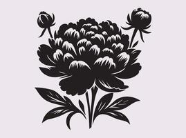 Peony Flower Silhouette for Nature Inspired Wall Decor vector