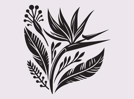 Black Bird of Paradise Flower Silhouette for Elegant Design Concepts vector