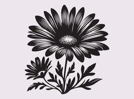 Aesthetic Black Daisy Flowers Silhouette for Elegant and Timeless Designs vector