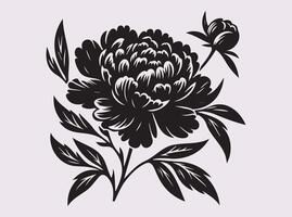 Floral Black Silhouette of Peony Flower for Stunning Art Concepts vector
