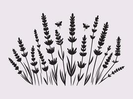 Black Lavender Flowers Silhouette for Handmade Crafts and Art Creations vector
