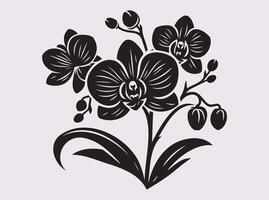 Minimalist Orchid Silhouette with a Stylish Floral Look in Monochrome Art vector