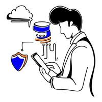 data scientists, cloud computing, AI, and security measures. Great for app designs, tech presentation vector