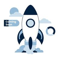 Startup Launch Icon Rocket taking off, symbolizing business growth and upcoming release. Perfect for tech startups, product launches, and innovation vector