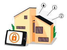 Smart Home Automation with Mobile Security System. vector