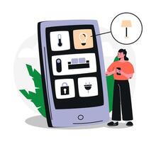 Smart Home Automation Control in Mobile Phone App. vector