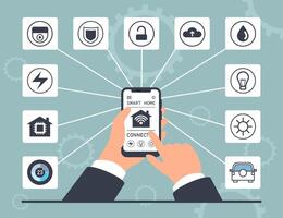 Smart Home System Control via Mobile Phone Banner. vector