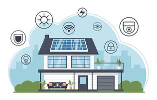 Smart Home with Automation System and Solar Energy vector