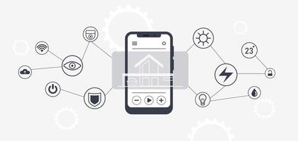 Smart Home System Control via Mobile Phone App. vector