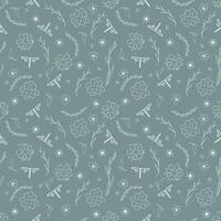 lineart spring flowers pattern vector