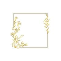 Elegant Gold Floral Square Frame Botanical Design vector
