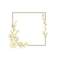 Minimalist Gold Floral Corner Square Border vector