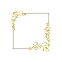 Golden Botanical Corner Frame with Square Shape vector