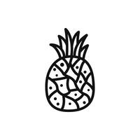 Simple Line Art Pineapple Icon on White Background vector