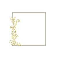 Golden Botanical Corner Frame with Square Border vector