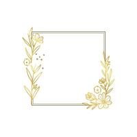 Golden Floral Square Frame Design vector
