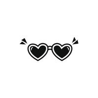 Simple Line Art Heart Sunglasses Icon on White Background vector