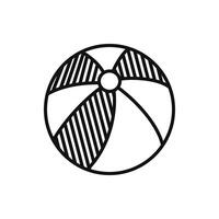 Simple Line Art Beach Ball Icon on White Background vector