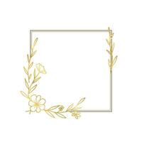 Minimalist Gold Floral Corner Square Frame vector