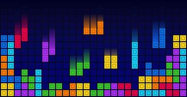 Brick blocks puzzle videogame themed background vector