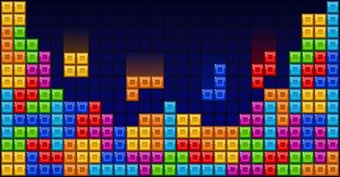 Brick blocks puzzle videogame theme background vector