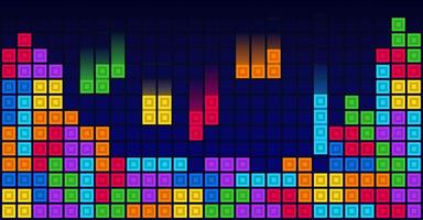 Brick blocks puzzle retro videogame theme background vector