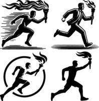 Athlete Running with Torch Representing Achievement and Success vector