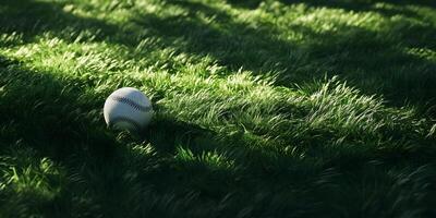 Sunset over a baseball field, bases standing in fading light beneath a golden sky, nostalgic view photo
