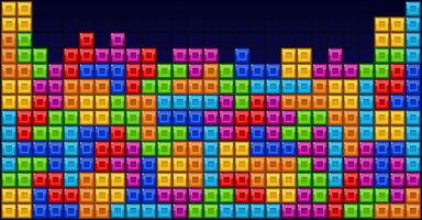 Brick blocks puzzle vintage videogame theme background vector