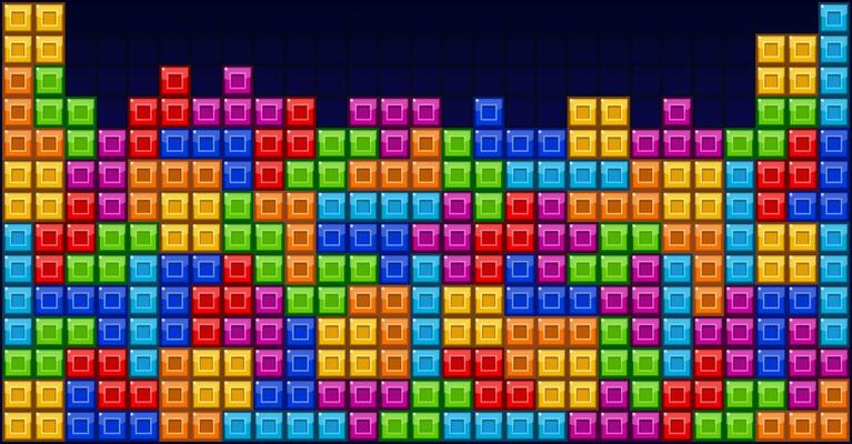 Brick blocks puzzle vintage videogame theme background