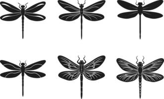 Dragonfly Silhouette Set - Elegant Spring-Inspired Insect Illustrations vector