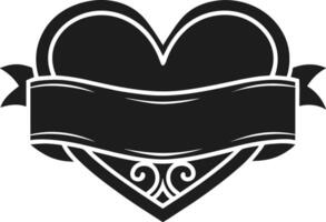 Vintage Heart with Banner - Elegant Blank Ribbon for Custom Text and Designs vector