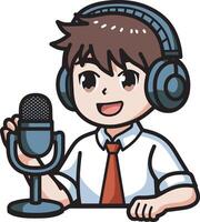 Man speaking in front of a microphone illustration vector