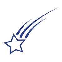 A illustration of a shooting star with a curved tail, depicted in motion with clean and smooth line work. vector