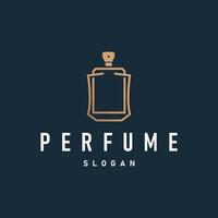 perfume logo design aromatic perfume with a simple minimalist bottle concept line templet product brand concept vector